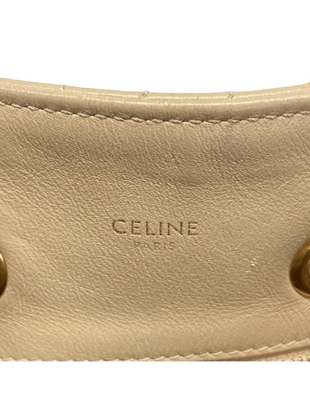 Celine Backpack CC Harm Small Bucket Beige Drawstring Leather - Picture 9 of 15